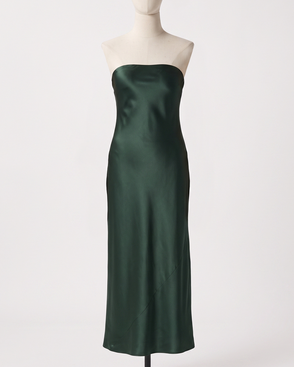 100% Washable Silk Strapless Midi Dress
